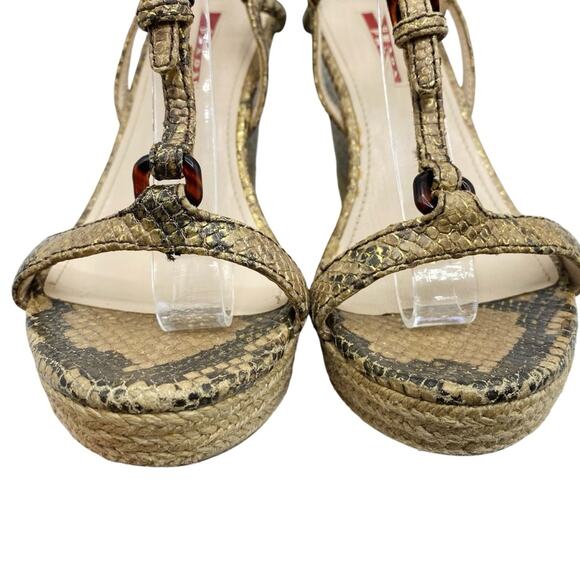 Prada Python T-strap Platform Wedge Sandals size 36.5 - Picture 8 of 16
